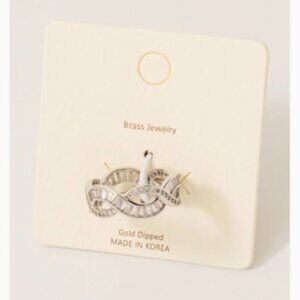 WHITE GOLD DIPPED BRAIDED RHINESTONE RING